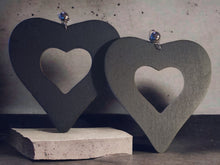 Load image into Gallery viewer, Giant Clip On wooden Heart Earrings 5 inch
