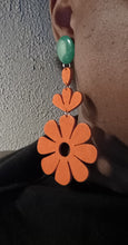 Load image into Gallery viewer, Large pop art Vintage Style wooden Daisy Clip On Earrings
