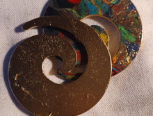 Load image into Gallery viewer, Abstract Handpainted Design Wooden Earrings pierced ears

