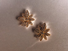 Load image into Gallery viewer, Rhinestone  abstract flower Stud Cluster Clip On Earrings gold
