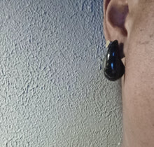 Load image into Gallery viewer, Modern minimalist marbled black teardrop stud Earrings pierced ears grey
