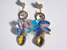 Load image into Gallery viewer, Handmade Long pink Sparkle Confetti and crystal Clip On Earrings 4.5 inch
