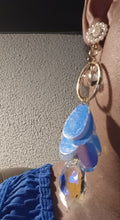 Load image into Gallery viewer, Handmade Long pink Sparkle Confetti and crystal Clip On Earrings 4.5 inch

