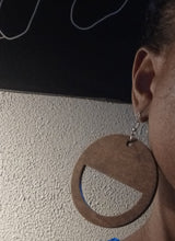 Load image into Gallery viewer, Minimalist Wood Geometric Clip On Dangle Earrings dark brown
