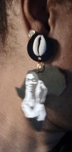 Load image into Gallery viewer, Fela Kuti Earrings, Afro Beat Africa Map Clip-ons
