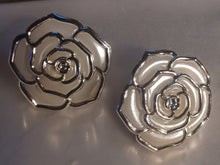 Load image into Gallery viewer, Vintage Extra Large Acrylic Rose Clip on  Earrings
