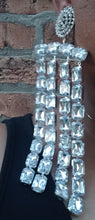 Load image into Gallery viewer, Giant Runway Rhinestone Clip On Earrings, 7 inch Dangle
