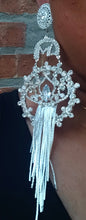 Load image into Gallery viewer, Runway Rhinestone Clip On Earrings, 7 Inch Dangle
