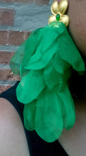 Load image into Gallery viewer, Handmade Green Silk Chiffon Flower Earrings, Runway Style
