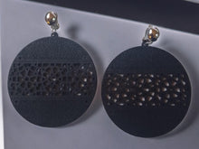 Load image into Gallery viewer, Minimalist Wood Geometric Clip On Dangle Earrings black
