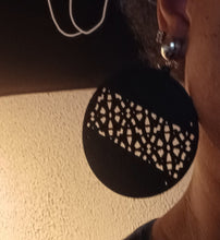 Load image into Gallery viewer, Minimalist Wood Geometric Clip On Dangle Earrings black
