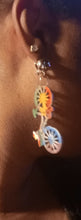 Load image into Gallery viewer, Handpainted Wooden Bicycle Dangle Clip On Earrings
