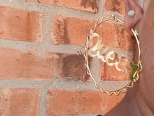 Load image into Gallery viewer, Large Gold Queen Hoop Earrings Gold
