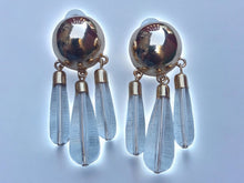 Load image into Gallery viewer, Handmade Clear Lucite Dangle Earrings, Gold Metal Accent
