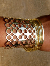 Load image into Gallery viewer, Chunky boho gold metal Cuff and Bangle Set of 10
