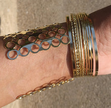 Load image into Gallery viewer, Chunky boho gold metal Cuff and Bangle Set of 10
