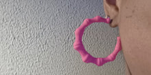 Load image into Gallery viewer, Matte neon pink Bamboo Earrings
