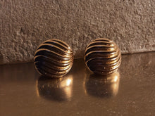 Load image into Gallery viewer, Gold Ball Stud Clip On Earrings 1 inch vintage design
