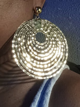 Load image into Gallery viewer, Giant abstract Hammered Metal multi hoop Clip On Earrings gold 4.5 inch

