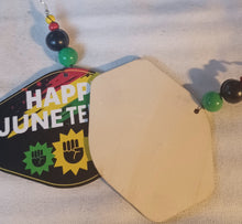 Load image into Gallery viewer, Handmade Extra large  Wood Afrocentric Juneteenth Design Earrings pierced ears
