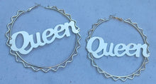 Load image into Gallery viewer, Large Gold Queen Hoop Earrings Gold
