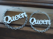 Load image into Gallery viewer, Large silver Queen Hoop Earrings silver
