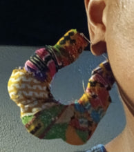 Load image into Gallery viewer, Handpainted handmade kente Large Bamboo Earrings
