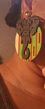 Load image into Gallery viewer, Handmade Lucky African elephant Wood and Kente Clip on Earrings

