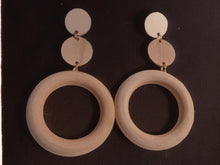 Load image into Gallery viewer, Handmade chunky un stained wood Hoop Clip On Earrings 5 inch
