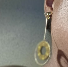 Load image into Gallery viewer, Light Gold Metal and wood boho Hoop Clip On Earrings
