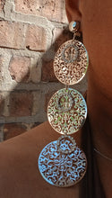 Load image into Gallery viewer, Light abstract Hammered Metal Disc Clip On Earrings silver 5 inch
