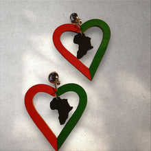 Load image into Gallery viewer, Afrocentric R B G heart Clip on Earrings
