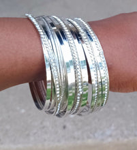 Load image into Gallery viewer, Chunky boho silver metal Bangle Set of 20
