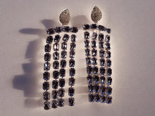 Load image into Gallery viewer, Giant Runway Rhinestone Clip On Earrings, 7 inch Dangle

