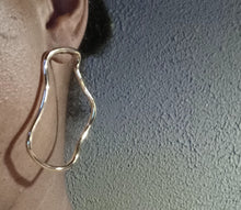 Load image into Gallery viewer, Large Abstract Modern minimalist hoop design Earrings pierced ears

