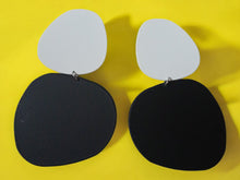 Load image into Gallery viewer, Abstract Geometric Design Dangle Earrings white and black (pierced ears)
