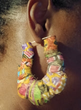 Load image into Gallery viewer, Handpainted handmade kente Large Bamboo Earrings
