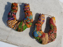 Load image into Gallery viewer, Handpainted handmade kente Large Bamboo Earrings
