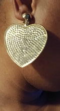 Load image into Gallery viewer, Light Gold Rhinestone Heart Clip On Earrings
