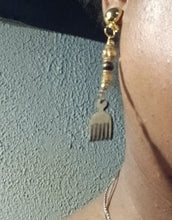 Load image into Gallery viewer, Light charm Afro Pick Clip On Dangle Earrings

