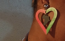 Load image into Gallery viewer, Afrocentric R B G heart Clip on Earrings
