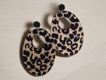 Load image into Gallery viewer, Handmade Wooden Hoop Animal Print Clip On Earrings
