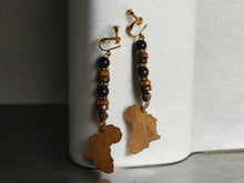 Load image into Gallery viewer, Handmade light boho bead and Africa Dangle Clip On Earrings 2 inch
