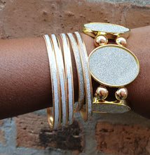 Load image into Gallery viewer, Glitter glam bracelet set of 5 gold and silver

