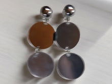 Load image into Gallery viewer, Handmade Large Mirror acrylic Disc Earrings Clip on
