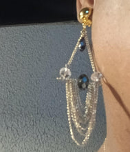 Load image into Gallery viewer, Light crystal and chain Clip On Earrings gold
