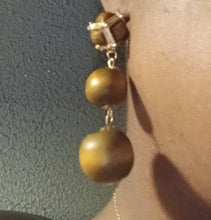 Load image into Gallery viewer, Abstract chunky Wood and Metal Ball  earrings (pierced ears)

