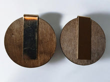 Load image into Gallery viewer, Abstract Geometric Design Wood and Metal earrings (pierced ears)
