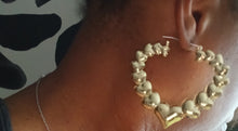 Load image into Gallery viewer, Large 3d Heart Bamboo Earrings silver
