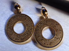 Load image into Gallery viewer, Rhinestone Clip On Hoop Earrings gold medium size
